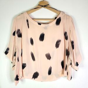 H&M Blush Pink and Black Brushstroke Loose Crop Top